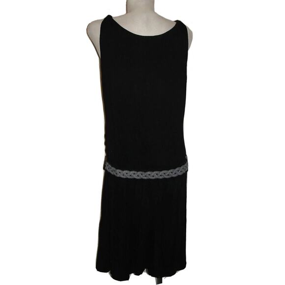 INNUENDO Catherine Van Osch Black Drape Neck Beaded Belt At Waist Dress Size 4 - Picture 4 of 6
